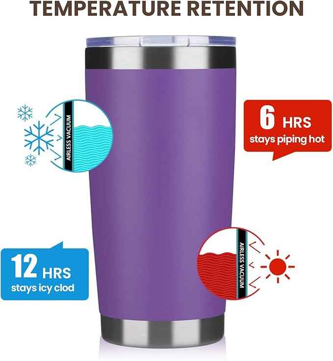 MEWAY 20oz Tumbler 4 Pack Double Wall Vacuum Insulated Travel Mug Bulk, Mix Color Stainless Steel Tumblers with Lid and Straw, Durable Powder Coated Coffee Cups for Cold & Hot Drinks（Color Mix, 4