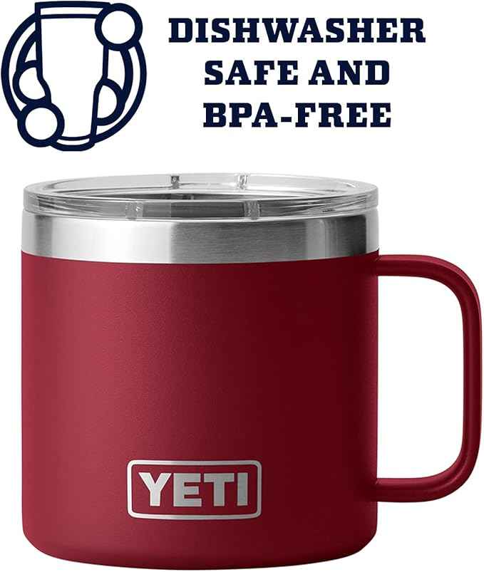 YETI Rambler 14 oz Mug, Vacuum Insulated, Stainless Steel with MagSlider Lid, Stainless | Vacuum Insulated, MagSlider Lid, Stainless