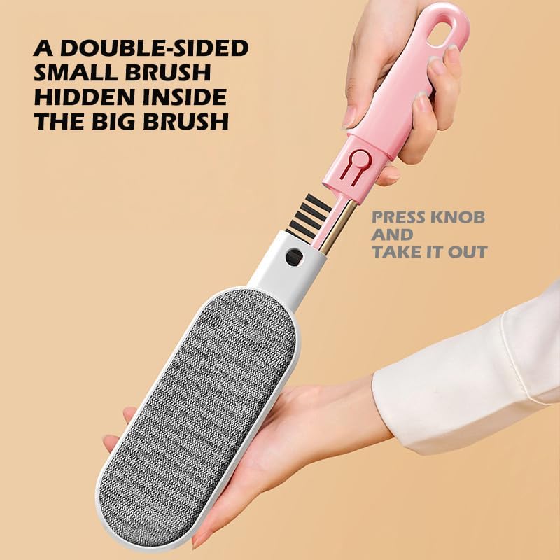 Multi-Functions Travel Lint Remover, Pet Hair Remover, Fur Remover for Dogs & Cats, Efficient Hair Collector,Pet Hairs Brush,Magic Fur Brush D (Pink)