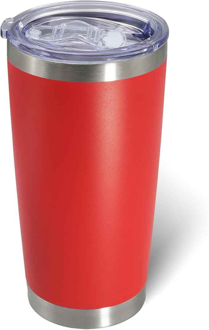AIANJI 20oz Tumbler Bulk Stainless Steel Tumblers with Lid Vacuum Insulated Double Wall Travel Coffee Mug Powder Coated Tumbler Cup for Hot and Cold Drinks(Red, 1 pack)