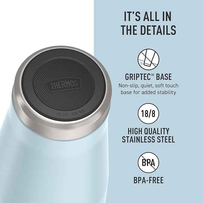 THERMOS ICON SERIES, Stainless Steel Tumbler with Slide Lock, 18 Ounce, Glacier