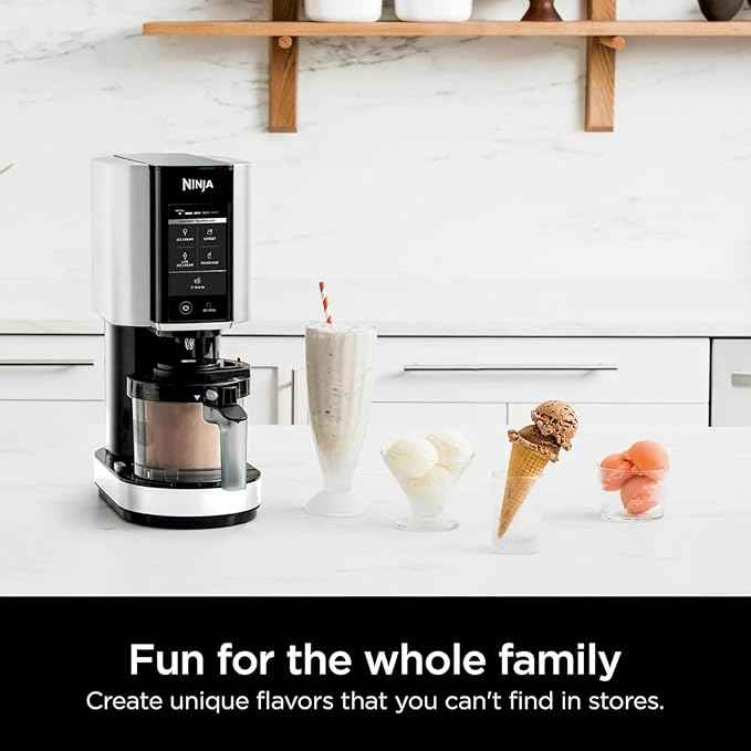 Ninja CREAMi Ice Cream Maker, 5 One-Touch Programs, Includes (2) 16oz Pints with Lids, Transform Frozen Bases to Ice Cream, Sorbets, Milkshakes, Vegan, Dairy-Free Options, NC300 White (Renewed)