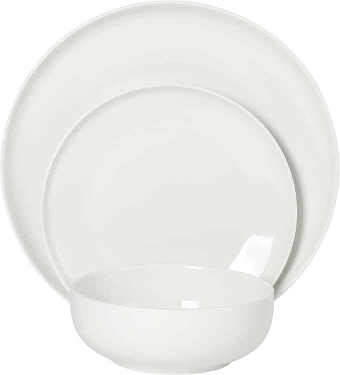 Gibson Home Havenstone 12-Piece Porcelain Dinnerware Set – Dinner Plates, Salad Plates & Bowls, Classic White Everyday Dish Set for Home, Kitchen, Microwave & Dishwasher Safe