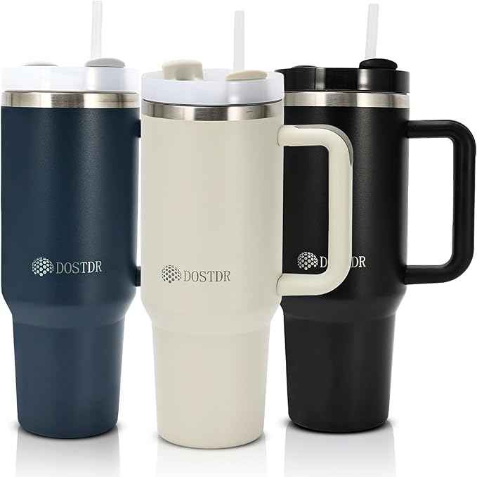 40 oz Stainless Steel Travel Tumbler, Vacuum Insulated, Two Way Lid, Straw/Sip, Hot Cold Drinks, Quencher, Wide Mouth, Coffee Water Smoothie Iced Tea, Car Gym Beach, Portable Light Weight