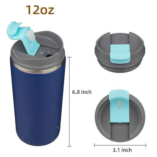 Konokyo Tumbler with Lid, 12 oz Travel Coffee Mug Double Wall Vacuum Stainless Steel Thermal Metal Cup Insulated Water Bottle,Sapphire
