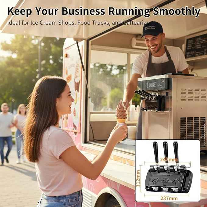 Front Panel Dispenser Discharge Door Compatible with VEVOR YKF Soft Serve Ice Cream Machines - Complete Faceplate Assembly with 3 Handles, Valve Rods & Seals - Commercial Food Grade Parts