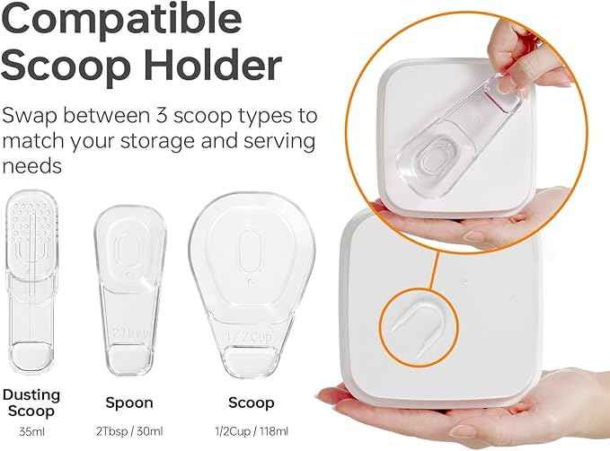 Felli Flip Tite Food Storage Container with Scoop & Lid 5" LARGE Airtight Ring Top, Acrylic Canister for Sugar Flour Baking Powder Rice Pasta, Kitchen Organizer Christmas Gift Set (10pk, Variety)