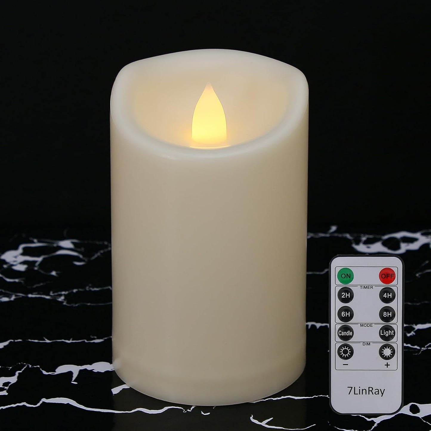 3" x 5" Flameless Candles Outdoor Battery Operated Candles with Remote and Timer, Waterproof Flameless Pillar Flickering LED Candles for Home Wedding Decor, Ivory Plastic, 1 Pack