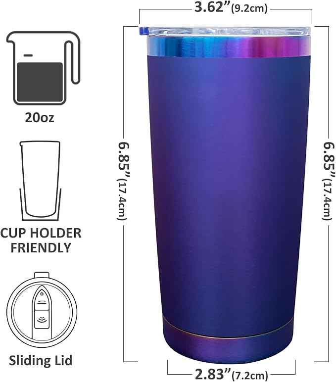 20 oz Tumbler Bulk 8 Pack Stainless Steel Tumblers with Lids and Straws, Double Wall Vacuum Insulated Travel Coffee Mug for Laser Engrave, Powder Coated Cups for Hot and Cold Drinks (Blue,8 pack)