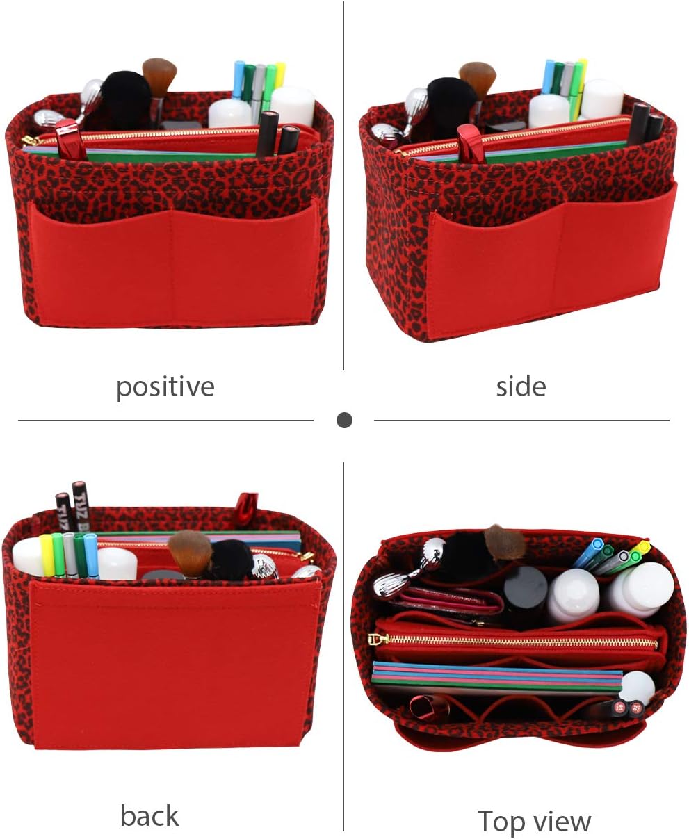 LEXSION Felt Purse Bag Organizer Insert with zipper Bag Tote Shaper Fit Speedy Neverful PM MM