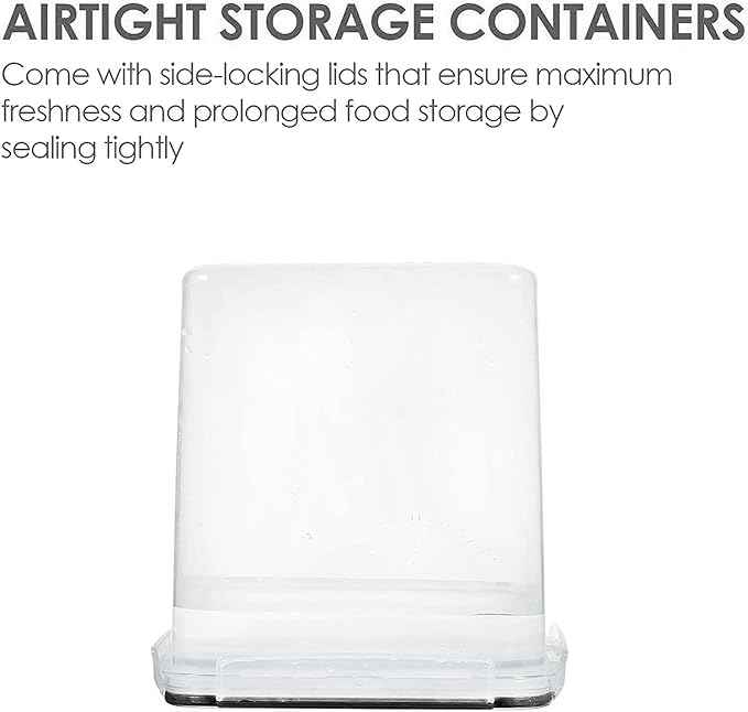 Vtopmart Food Storage Containers 2.5L / 84.5oz, 4 Pieces BPA Free Plastic Airtight Canister for Flour, Sugar, Baking Supplies, with 4 Measuring Cups and 24 Labels, Black