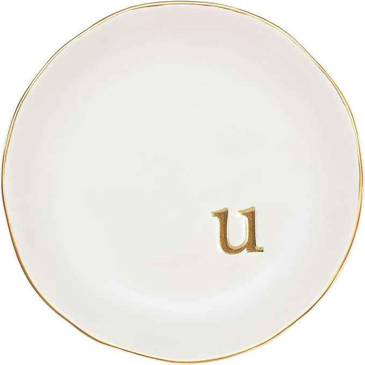 COLLECTIVE HOME - Ceramic Jewelry Tray, Decorative Trinket Dish for Rings Earrings Necklaces Bracelet Watch Keys, Birthday Mother's Day Christmas Gift for Women, 4.75", White Surface (u)