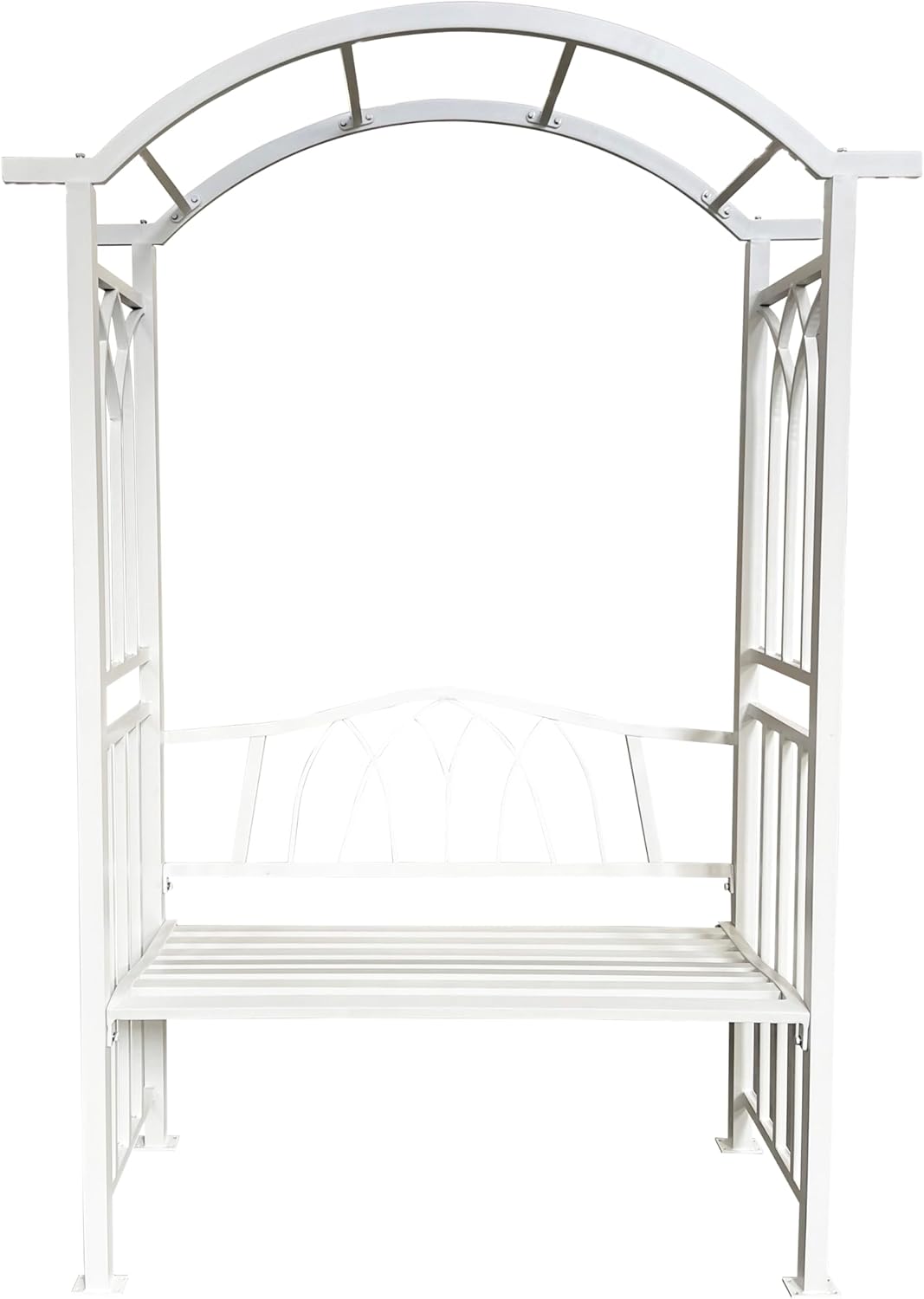 White Aluminum Garden Arbor Arch with 2-Seater Bench