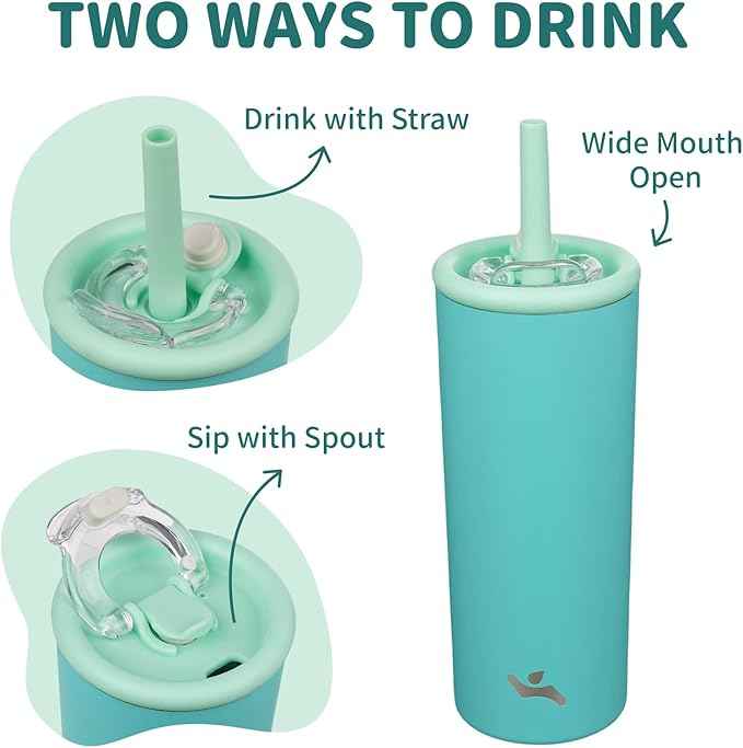 Konokyo 20oz Insulated Tumbler with Lid and Straw, Reusable Iced Coffee Cup with Lid, Travel Coffee Mug, BPA-Free, Leak-Proof and Durable, Turquoise