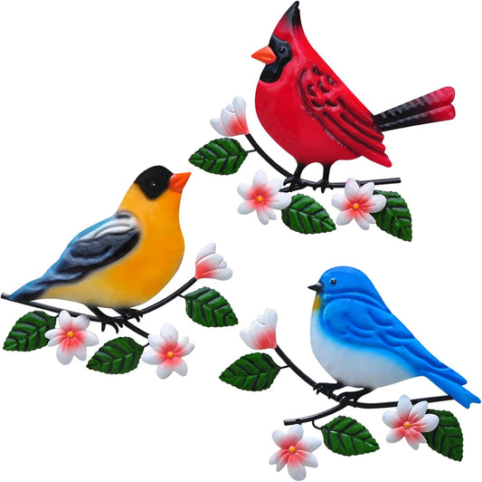 Metal Bird Wall Art 3D Outdoor Sculpture - Suitable for Gardens, Fence, Patio, Living Room, Bedroom, Yard