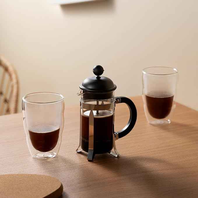 Bodum Caffettiera French Press Coffee Maker, Black Plastic Lid and Stainless Steel Frame, 3-Cup, 12-Ounce