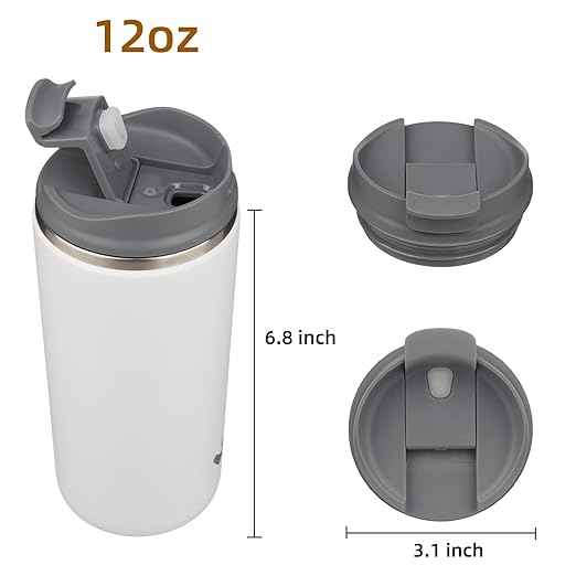 Konokyo Tumbler with Lid, 12 oz Travel Coffee Mug Double Wall Vacuum Stainless Steel Thermal Metal Cup Insulated Water Bottle,Beige