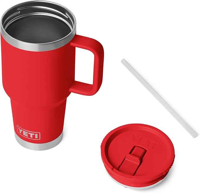 YETI Rambler 30 oz Travel Mug with Flip Straw Lid – Stainless Steel, Vacuum Insulated, Leakproof, Cup Holder Friendly