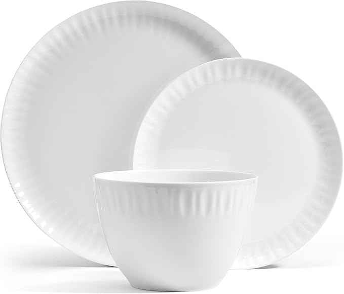 Mikasa Franklyn Bone China Chip Resistant 12 Piece Dinnerware Set, Service for 4