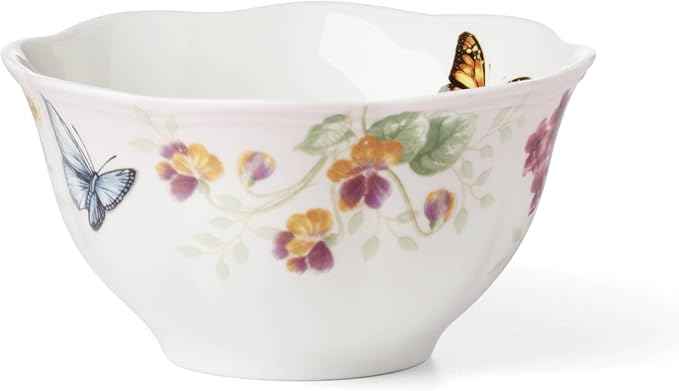 Lenox Dinnerware Set, Butterfly Meadow Pink 12-Piece Set, Service For 4, Porcelain Bowls, Plates And Bowls Set, Microwave Safe, Dishwasher Safe, Dishes, Home & Kitchen (Assorted, 12 Pieces)