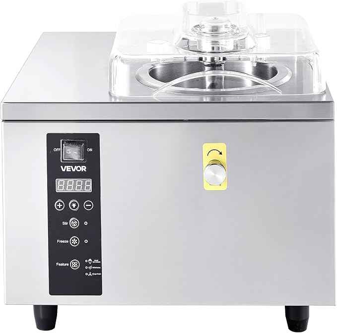 VEVOR Commercial Hard Ice Cream Machine, 500W 1.32 Gal/Hour, Gelato Hard Serve Ice Cream Maker with 2.8L 304 Stainless Steel Cylinder, Auto Clean LED Panel High Productivity for Snack Bar Restaurants
