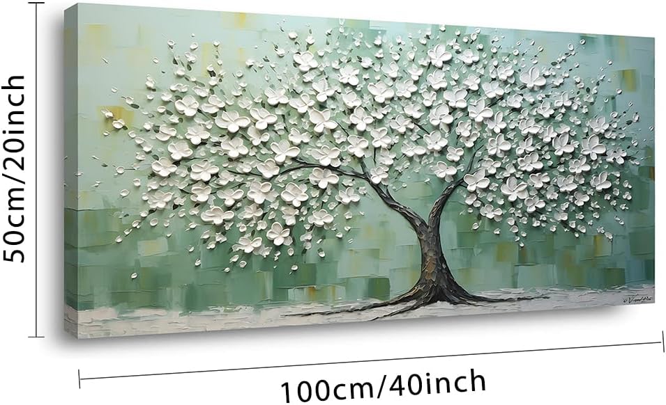 LASMOND Turquoise Tree of Life Wall Art for Living Room Canvas Prints Artwork Modern Abstract Bedroom Office Painting Decor (40x20 Inches)