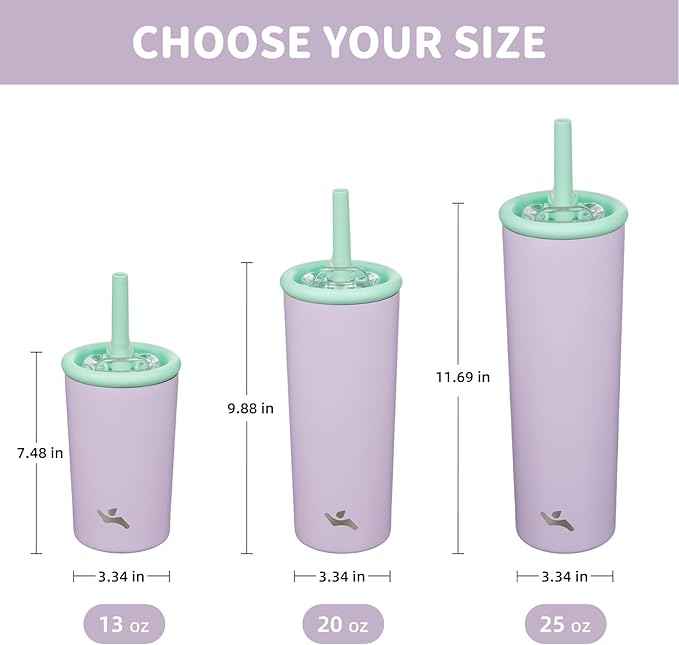 Konokyo 13oz Insulated Tumbler with Lid and Straw, Reusable Iced Coffee Cup with Lid, Travel Coffee Mug, BPA-Free, Leak-Proof and Durable, Purple