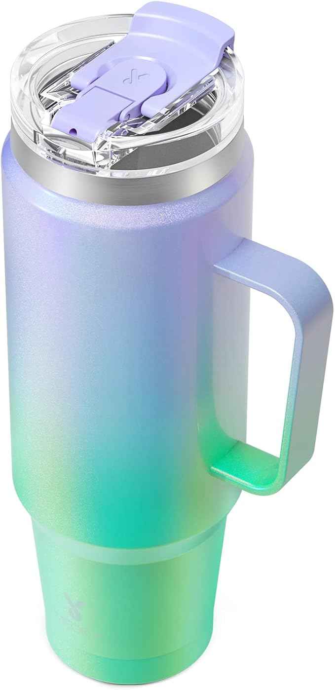 Meoky 40oz Tumbler with Handle, Stainless Steel Travel Mug with 2-in-1 Straw and Sip Lid, Vacuum Insulated Coffee Mug, 100% Leak Proof, Keeps Cold for 34 Hours or Hot for 10 Hours (Fairyland)