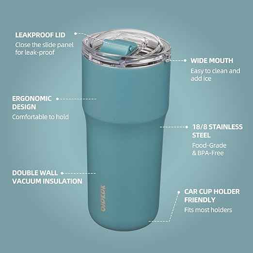 BJPKPK Insulated Tumbler with Lid,24oz Stainless Steel Tumbler,Double Wall Travel Coffee Mug Thermal cup,Keep Drinks Cold and Hot,Haze Blue
