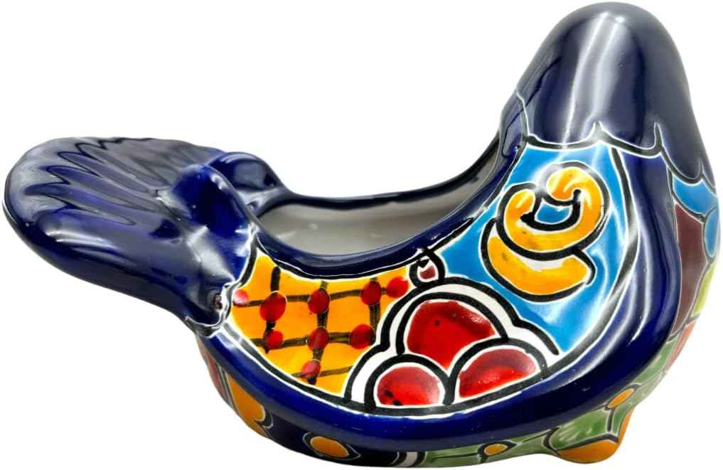Talavera Dove Planter Bird Animal Flower Pot Cute Mexican Pottery Folk Art Multicolor Indoor Outdoor Handmade Hand Painted Home Decor 10.5" (Multi 4)