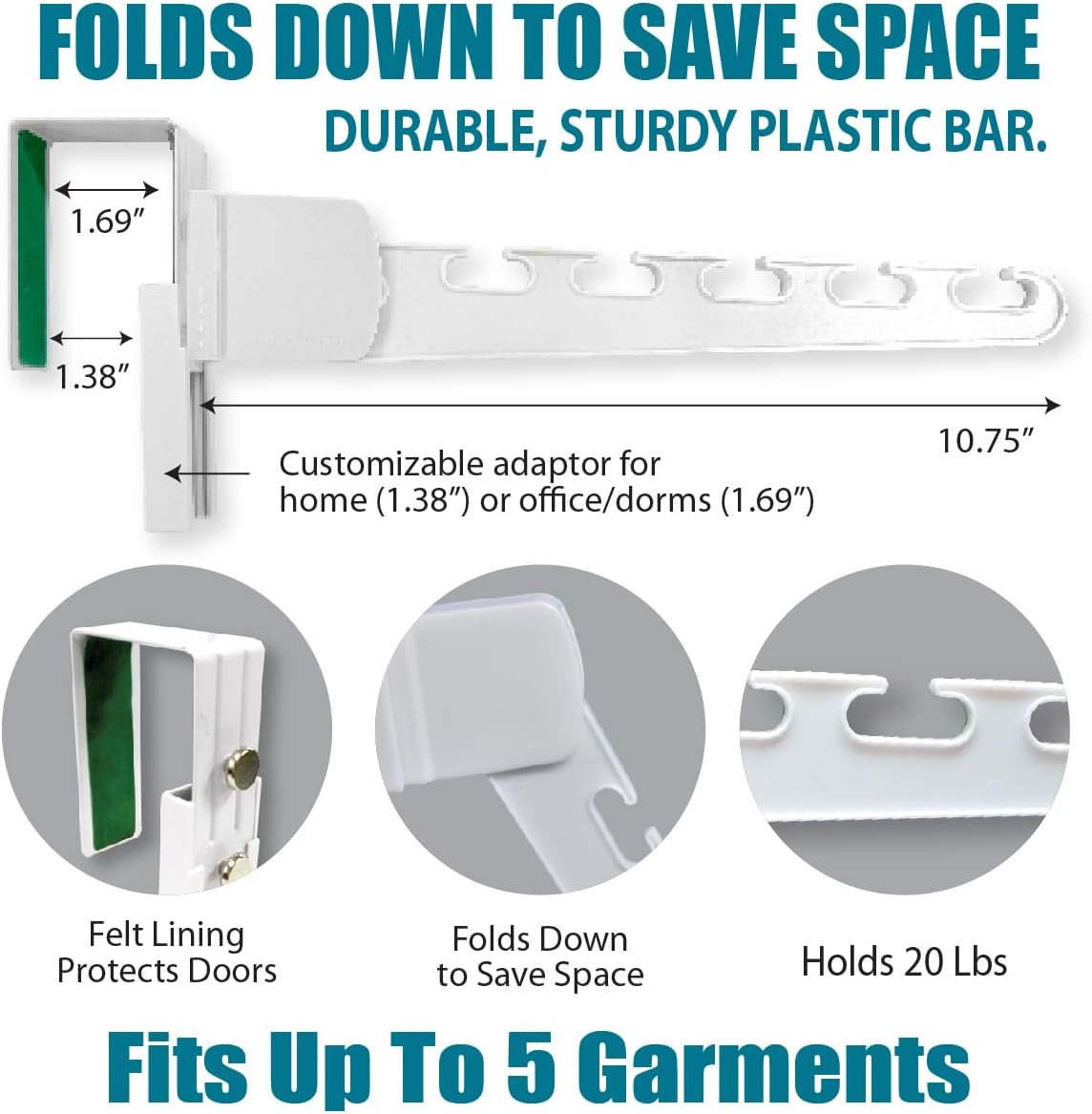 Wonder Hanger Over The Door 2-Pack Organizer for Clothes Hangers, Space-Saving Cascading Hanger Hooks, White - Lumora Casa