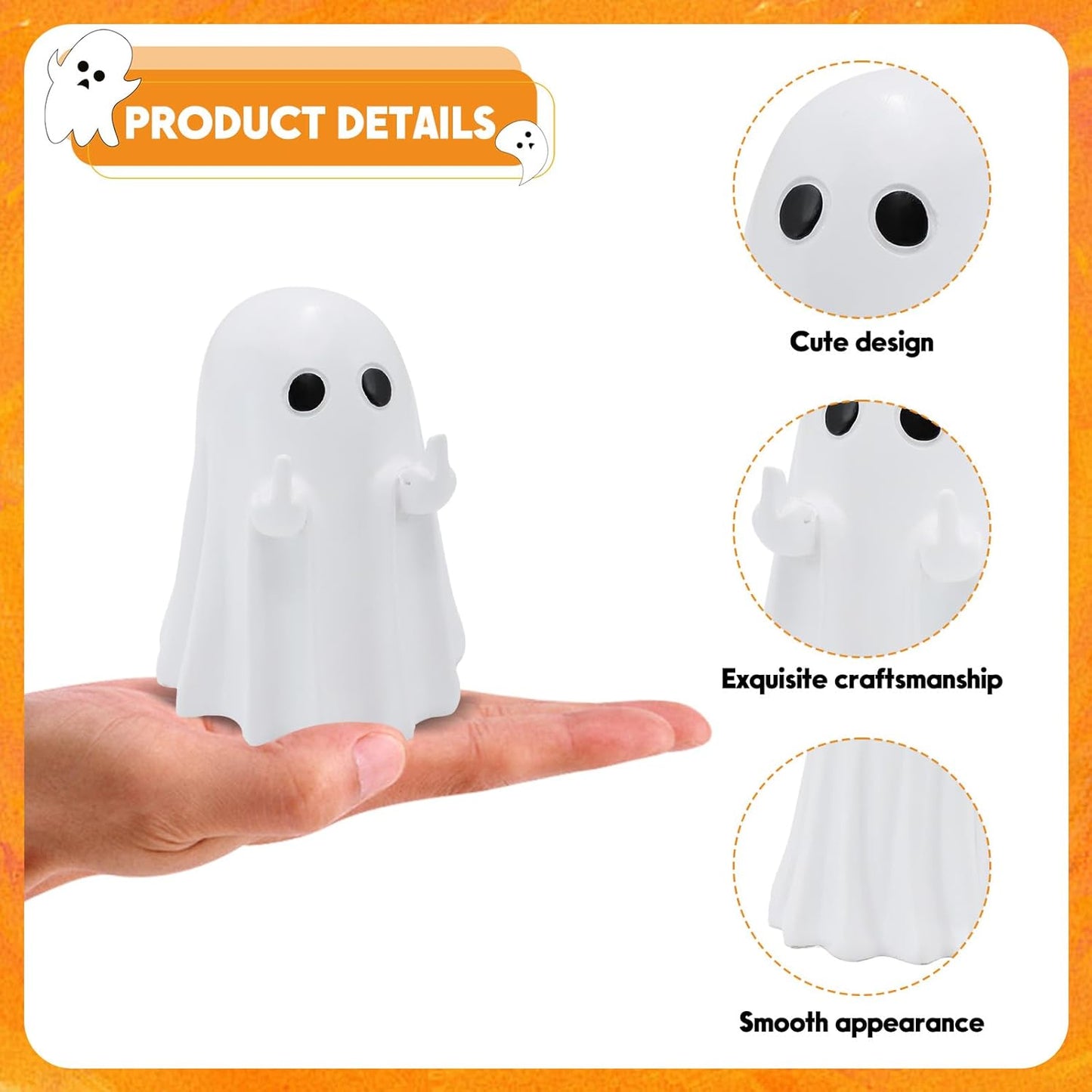 Halloween Ghost Figurine, Funny Spooky Resin Middle Finger Statue, Cute Decor for Halloween Decorations Indoor, Porch and Indoor Spooky Home Decor Gifts