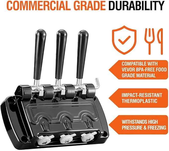 Front Panel Dispenser Discharge Door Compatible with VEVOR YKF Soft Serve Ice Cream Machines - Complete Faceplate Assembly with 3 Handles, Valve Rods & Seals - Commercial Food Grade Parts
