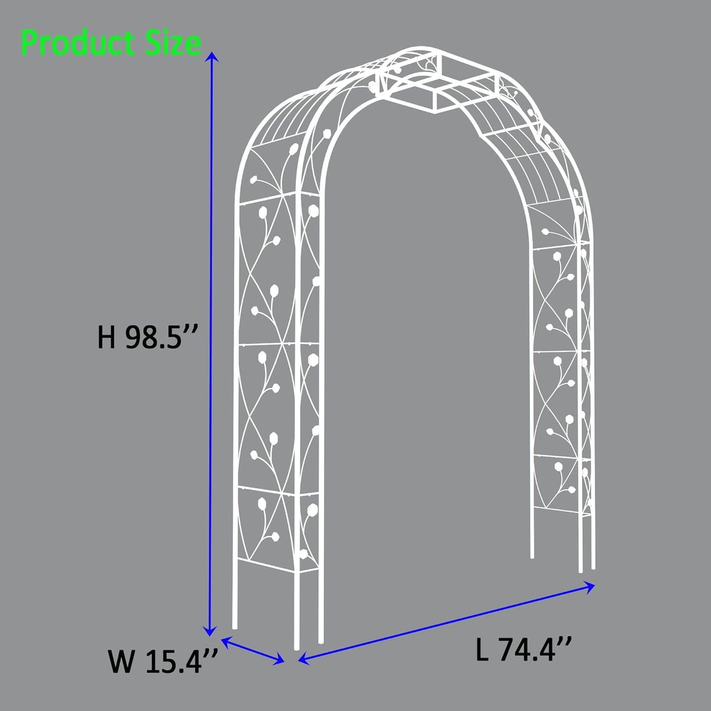 Metal Garden Arch 98.4" H Garden Arbor Trellis for Outdoor Climbing Plants Support Rose Lawn Tall Super Large Event Arch(XL, Cream White)