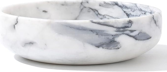 6.7" Decorative Bowl - Natural Marble Key Bowl & Centerpiece (White & Grey)