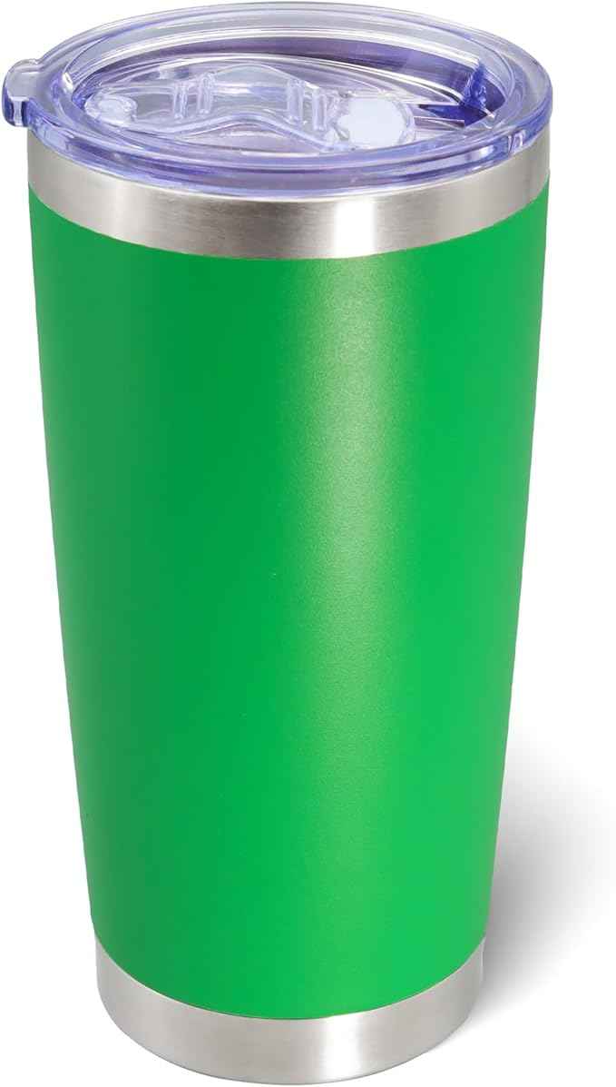 AIANJI 20oz Tumbler Bulk Stainless Steel Tumblers with Lid Vacuum Insulated Double Wall Travel Coffee Mug Powder Coated Tumbler Cup for Hot and Cold Drinks(Green, 1 pack)