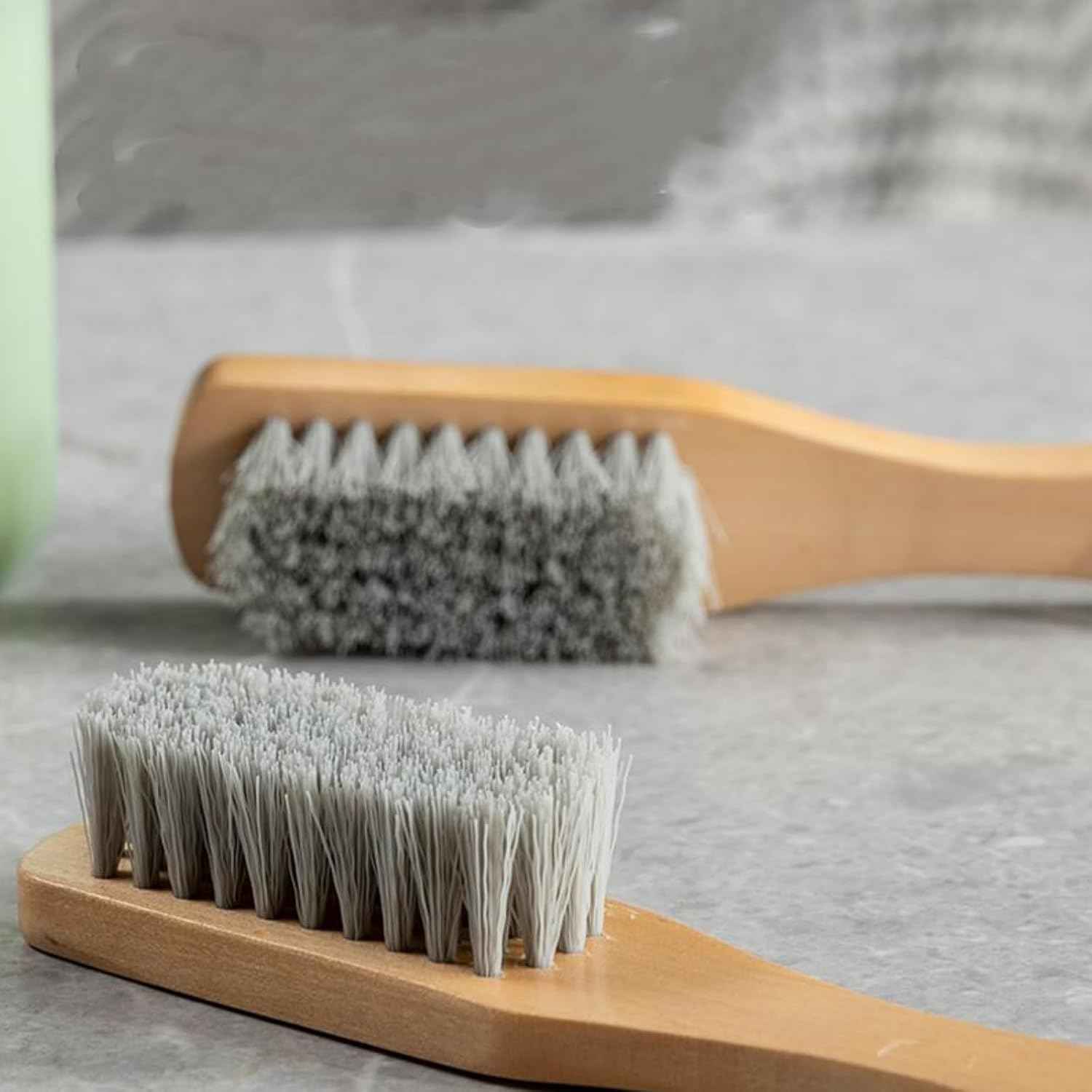 2 Pcs Wood Laundry Brush | Soft Bristle, For Shoe & Clothing Stain Removal, Easy to Grip, Scrubs Tough on Delicate, Hand Washing Clothes