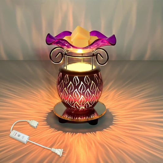 HUNANBANG Electric Scented Wax Warmer with Auto Off Timer - Candle Wax Melt Fragrance Burner (Candlelight-Purple)