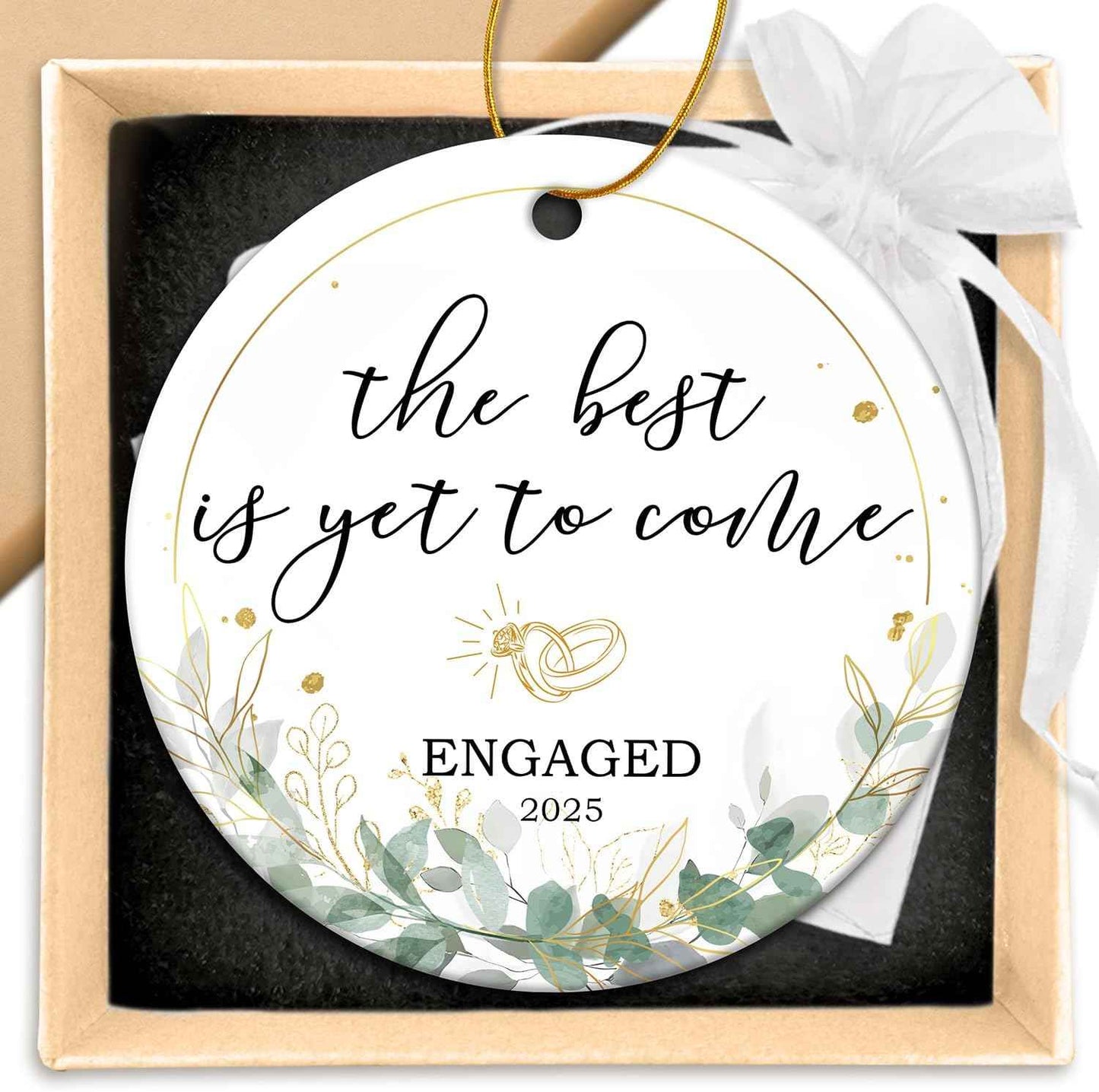 ZAGKOO Engagement Gifts for Couples 2025 - Gift for Newly Engaged Couples, Fiance, Women, Her, Bride to Be - Engagement Ornament, Just Engaged Party Gift Ideas, Christmas Decoration - Ceramic Ornament