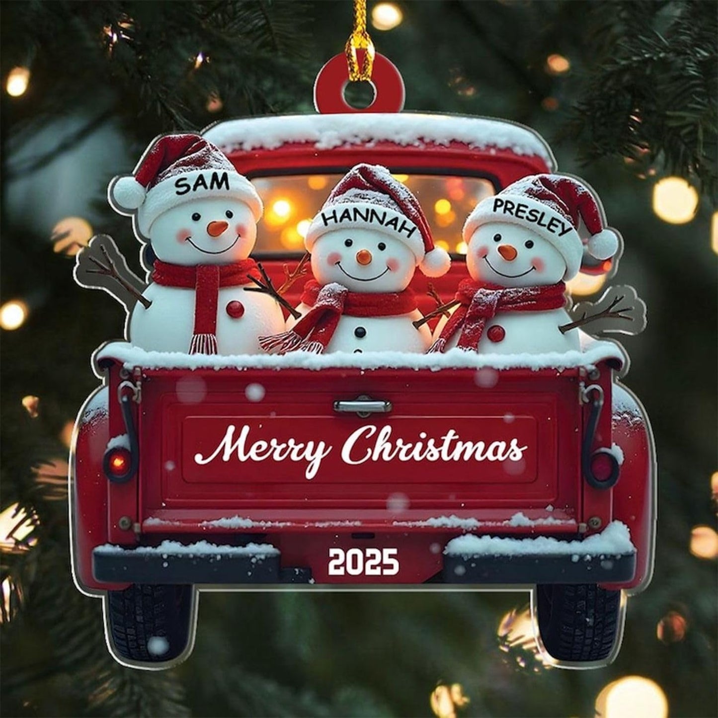 Personalized Christmas Ornaments 2025 Family of 2/3/4/5/6/7/8/9/10 Custom Snowman Ornament with Names and Year, for Family of 2/3/4/5/6/7/8/9/10 Members, Custom Ornament Xmas Gift Idea