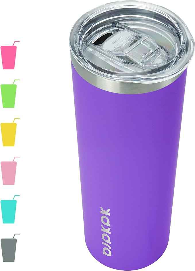 BJPKPK 20 oz Stainless Steel Skinny Tumbler, Iced Coffee Travel Sublimation Mug Insulated Metal Water Tumbler Thermal Cup With Lid,Purple
