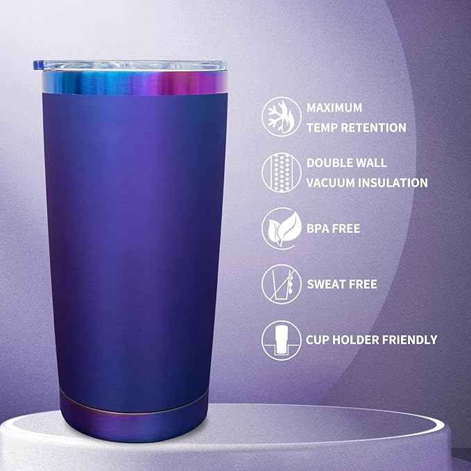 20 oz Tumbler Bulk 8 Pack Stainless Steel Tumblers with Lids and Straws, Double Wall Vacuum Insulated Travel Coffee Mug for Laser Engrave, Powder Coated Cups for Hot and Cold Drinks (Blue,8 pack)