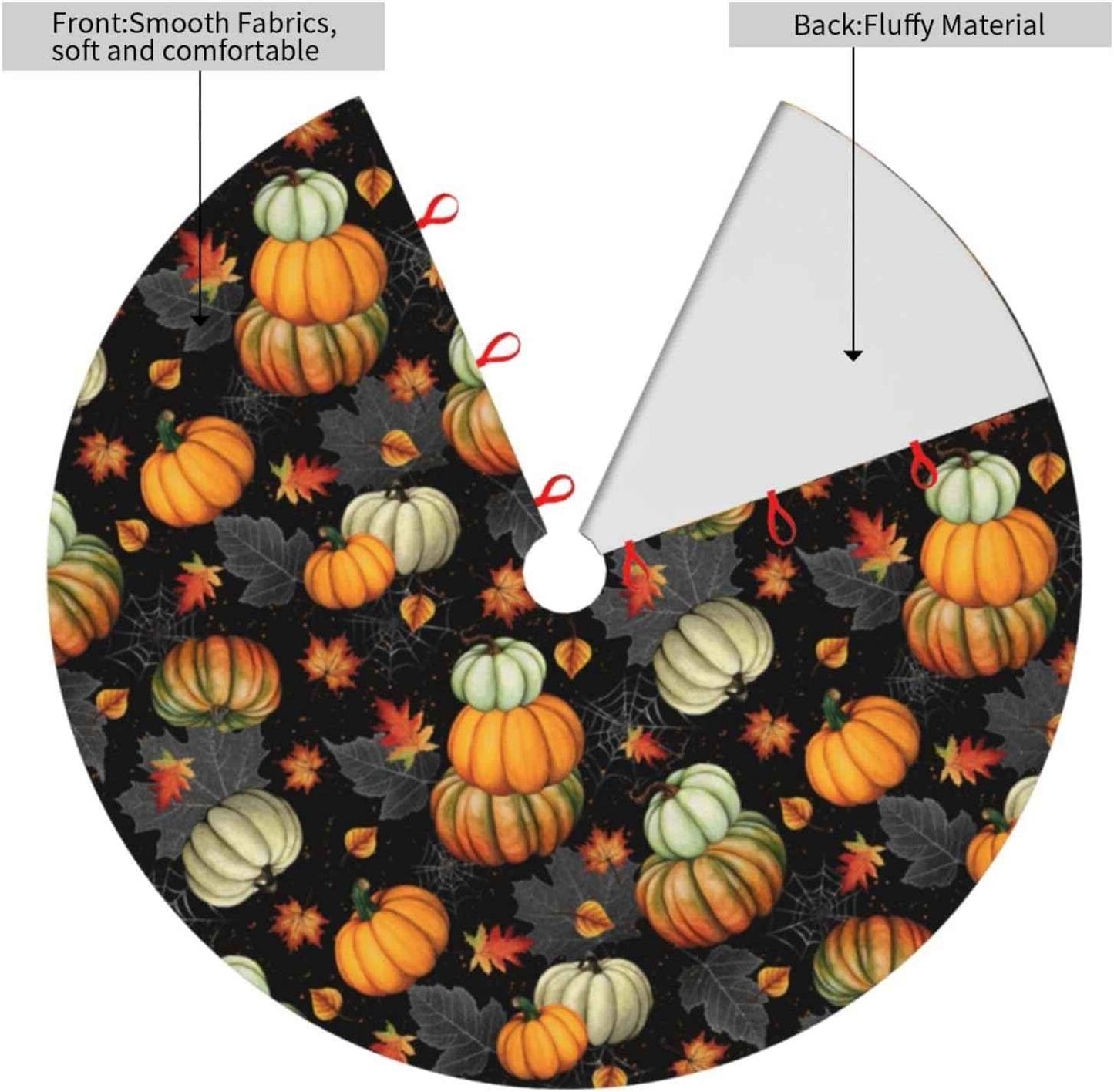 Thanksgiving Fall Tree Skirt Maple Leaf Pumpkin Spider Web Christmas Tree Skirt Xmas Tree Mat Halloween Christmas Tree Ornaments Decorations Holiday Party Indoor Outdoor 30"