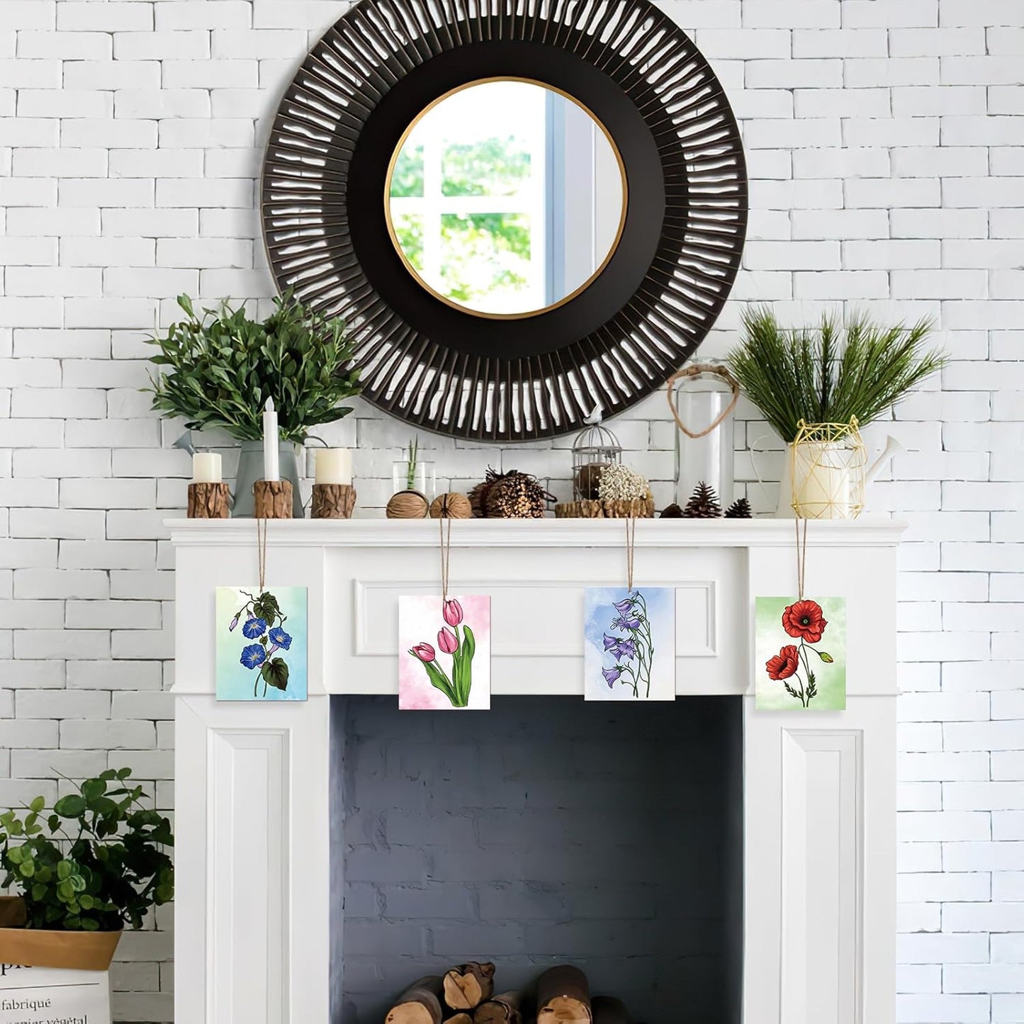 COCHIE 10 Pieces Large Flowers Unfinished Wood Crafts to Paint for Adults and Kids, Bulk Predrilled Wooden Ornaments for Painting, Tulips Flower Paintable Wood Slices Craft Supplies with Ropes