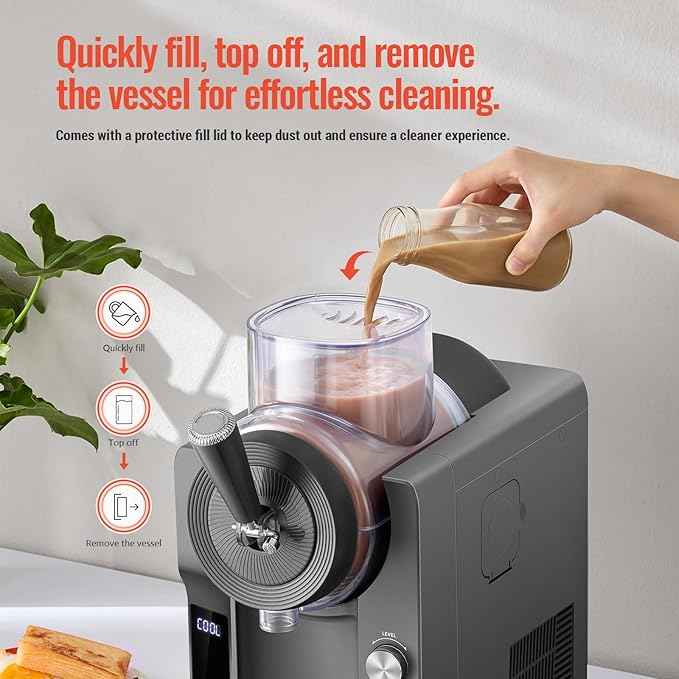 Frozen Drink Machine - Digital Slushie Maker with Multiple Modes, Ice Cream, Milkshake & Smoothie, 68oz Capacity, Self-Cleaning, Gray
