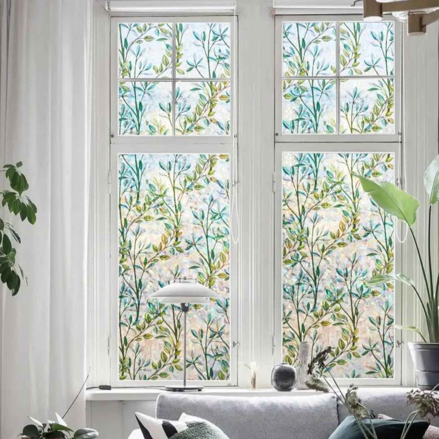 Finnez Window Privacy Film 3D Static Cling Window Film, No Glue Heat Control & 96% UV Blocking for Home Office, Decorative Frosted Glass Cover 17.5 Inch x 6.5 Feet
