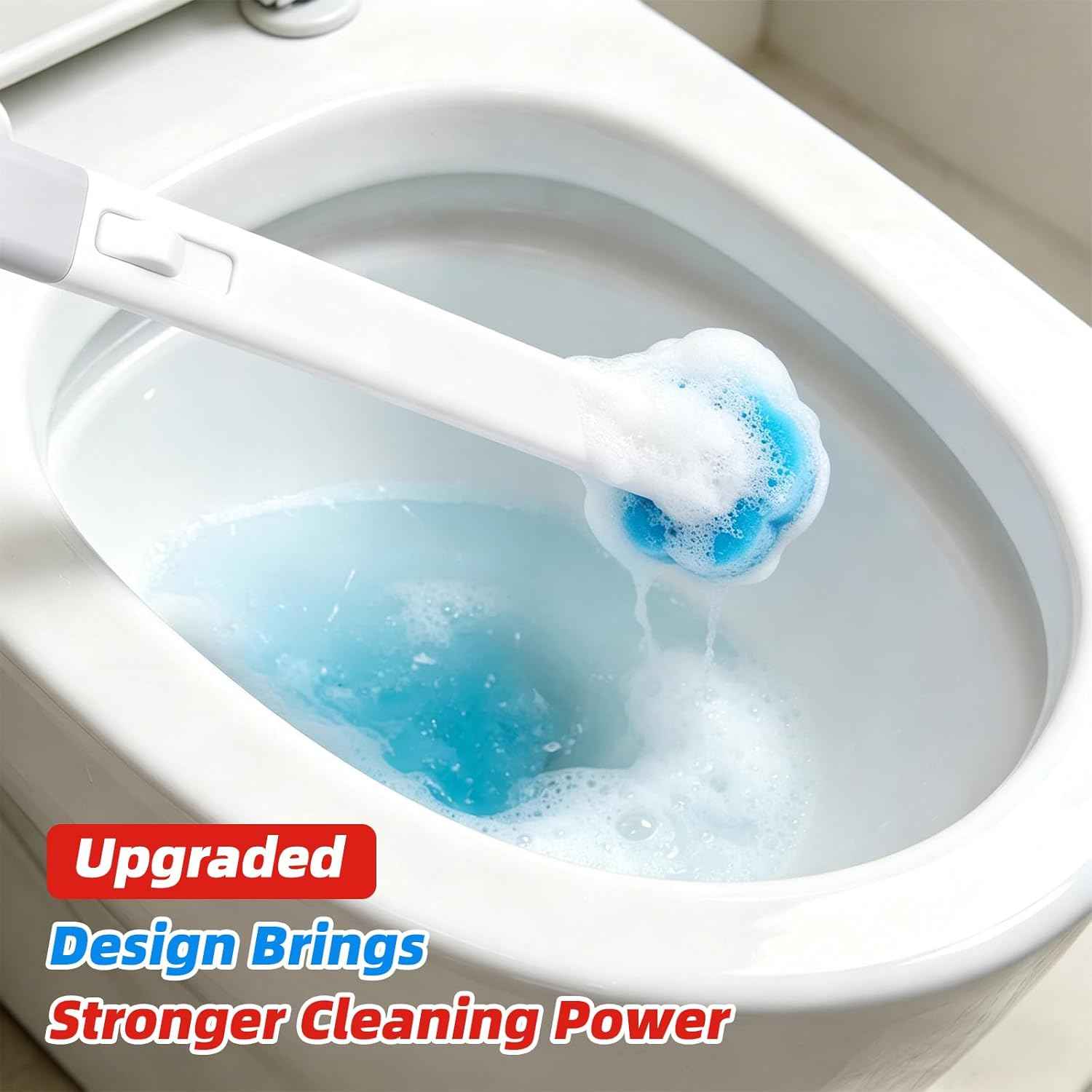 Disposable Toilet Brush with 48 Refills, Toilet Brushes and Holders, Toilet Wand Brush Starter Kit, Wall Mounted Toilet Bowl Cleaner Wand for Bathroom Maintenance