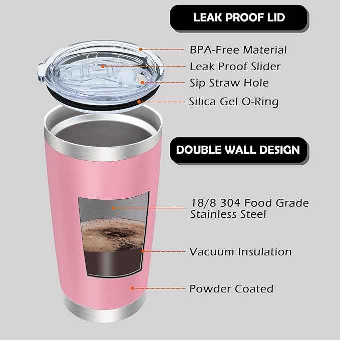 AIANJI 20oz Tumbler Bulk Stainless Steel Tumblers with Lid Vacuum Insulated Double Wall Travel Coffee Mug Powder Coated Tumbler Cup for Hot and Cold Drinks(Pink, 12 pack)