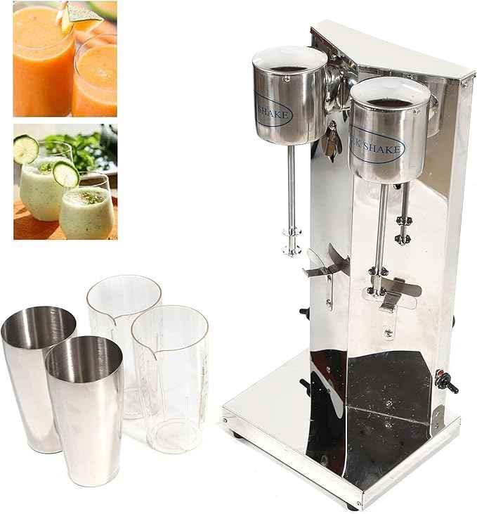 Electric Milkshake Maker, Ice Cream Mixer Machines, 110V Commercial Drink Smoothie Blender for Coffee Shops, Tea Stores to Making Fruit Tea, Coffee, Stirred Drinks (2 Head with Cup 650ml)