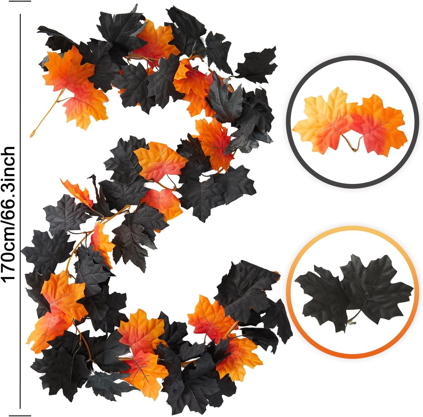 Party Joy 6PCS Premium Artificial Fall Garland - 5.6Ft Autumn Maple Leaf Vines for Thanksgiving & Halloween Decor, Door Hanging, Table Centerpiece, Fireplace Mantel